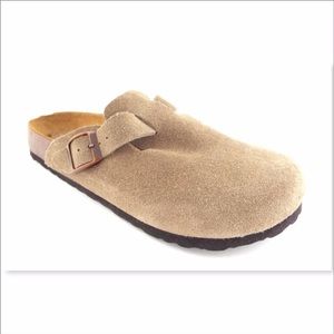 Birko beige suede mules